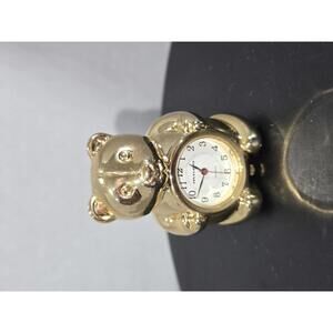 Milano Gold Tone Miniature Bear-Shaped Novelty Clock